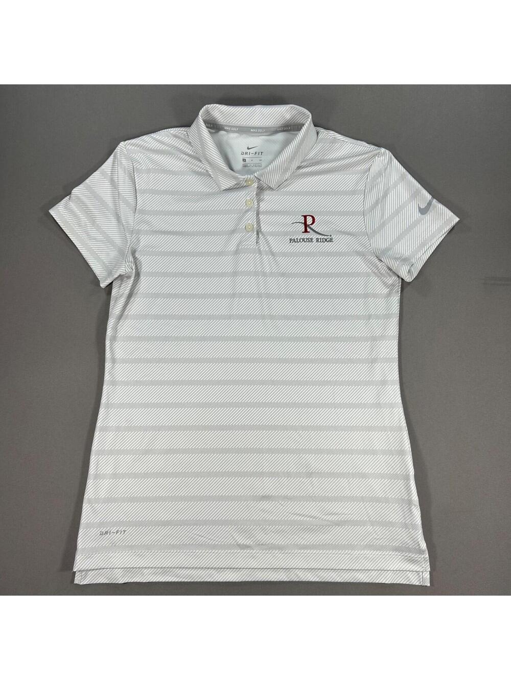 Nike Golf Dri-FIT Polo Shirt Womens Small Striped White Palouse Ridge